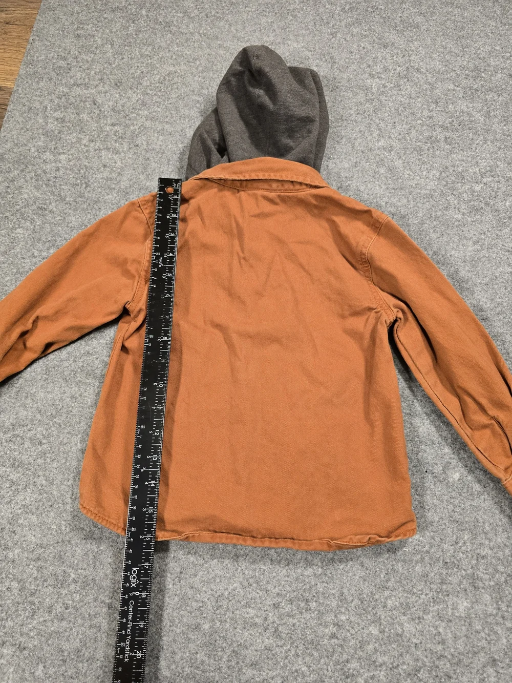 Old Navy Orange Button-Down Shirt with Gray Hood - Kids